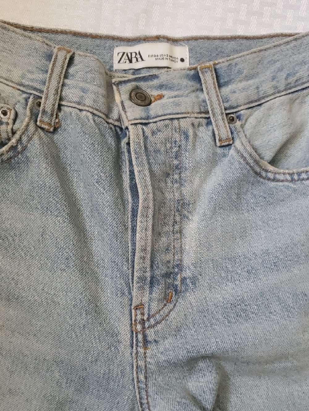 Zara Light Blue Wide Leg Flare Jeans - Picture 8 of 14